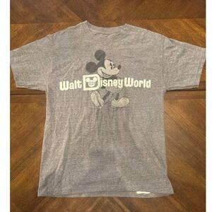 Walt Disney World Mickey Mouse Graphic T Shirt Gray Adult Size Medium |J1